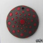 Big Bang - round domed pendant, red on dark