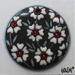 Blooming Hearts - white on dark, large round