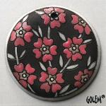 Blooming Hearts - pink on dark, large round