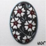 Blooming Hearts - white on dark, large oval