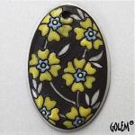 Blooming Hearts - Yellow on dark, large oval