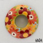 donut pendantwith red/yellow flowers