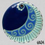 Blue Moon Paisley, large round pendant