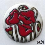 Red poppies on white, large round pendant