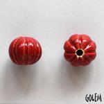 Pumpkin shape bead, REALLY RED