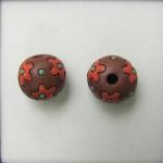 coral flowers on terracotta - 4 pcs