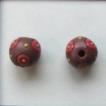 red circles on terracotta - 4pcs