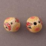 Daisies & ladybugs, large round bead