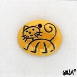Stick Cat, Yellow, small oval pendant