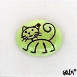 Stick Cat, Light Green, small oval pendant