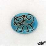 Stick Cat, Caribbean blue, small oval pendant