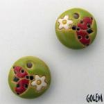Ladybug & flower on lime green - 2