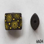 Flowers, yellow on dark clay, size XL