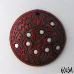 Round domed pendant, red on dark