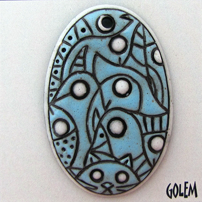 "Wild Jungle" - oval pendant, blue