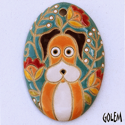 Wise dog - large oval pendant