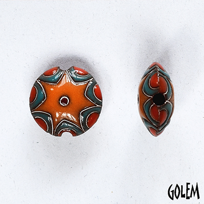 Sun design - orange & jade, lentil size S