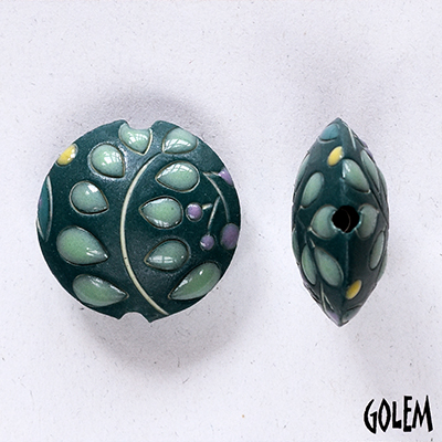 Foliage, Esmeralda green - lentil bead, size M