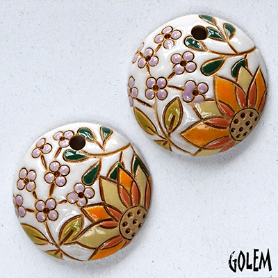 Yellow & pink lowers, 2 small pendants