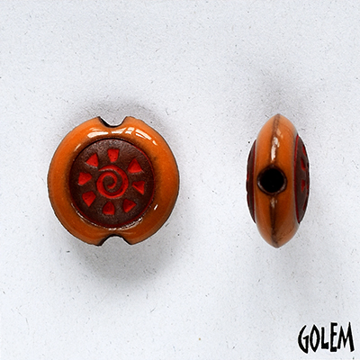 Red Sun Swirl on red clay, orange rim, size S