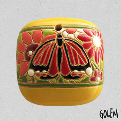 Square, red & black butterfly