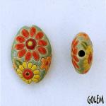 Flowers, stoneware almond bead size M