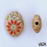Flowers, stoneware almond bead size M
