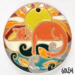 Dreaming cat - large round pendant