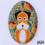 Wise dog - large oval pendant