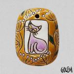 Pink kitty - oval rectangle pendant