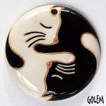 Yin & yang kitties, large round pendant