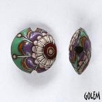Paisley - purple & jade, lentil bead size M