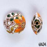 Spring yellow flowers on white lentil bead size M