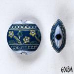 Flowers on blue, lentil bead size M