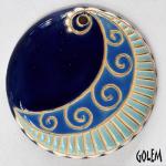 Blue Moon Paisley, large round pendant