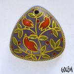 Little birds, oval triangle pendant